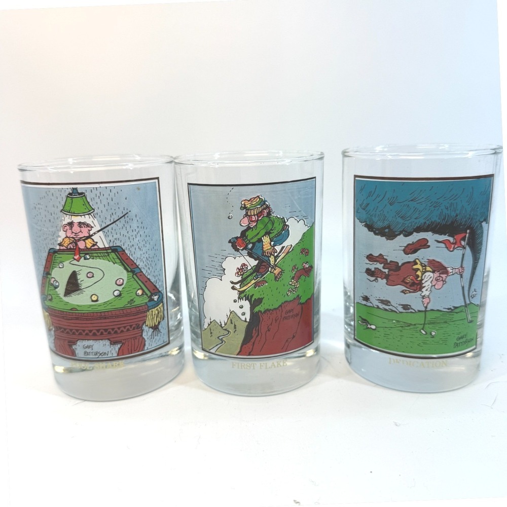 Set of 3 Vintage 1982 Arby's Collector Series Gary Patterson Drinking Glasses